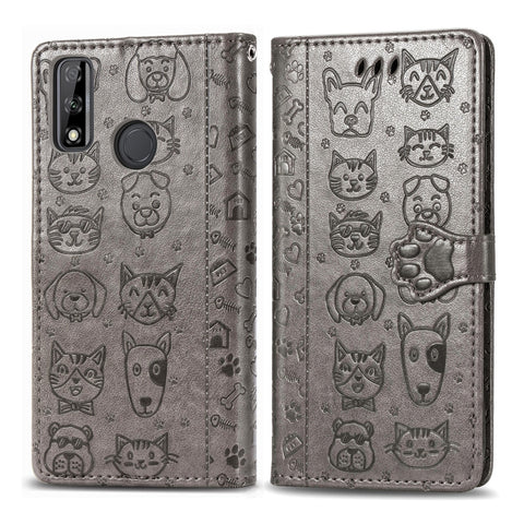 Cute Cat and Dog Embossed Horizontal Flip Leather Case with Holder & Card Slots & Wallet & Cartoon Clasp & Lanyard, For OPPO A5 (2020), For Huawei Y8S, For Samsung Galaxy A21, For Galaxy A21