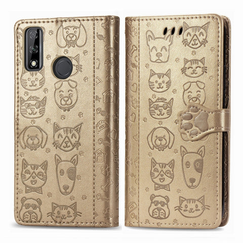 Cute Cat and Dog Embossed Horizontal Flip Leather Case with Holder & Card Slots & Wallet & Cartoon Clasp & Lanyard, For OPPO A5 (2020), For Huawei Y8S, For Samsung Galaxy A21, For Galaxy A21