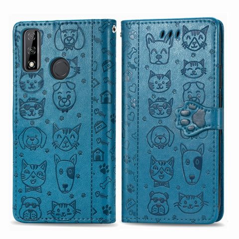 Cute Cat and Dog Embossed Horizontal Flip Leather Case with Holder & Card Slots & Wallet & Cartoon Clasp & Lanyard, For OPPO A5 (2020), For Huawei Y8S, For Samsung Galaxy A21, For Galaxy A21