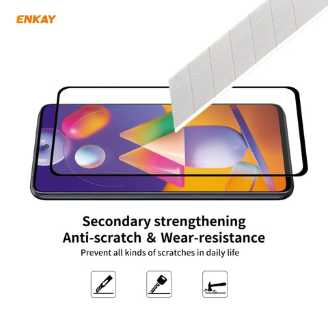 2 PCS ENKAY Hat-Prince Full Glue 0.26mm 9H 2.5D Tempered Glass Full Coverage Film, For Samsung Galaxy M31s, For OnePlus Nord