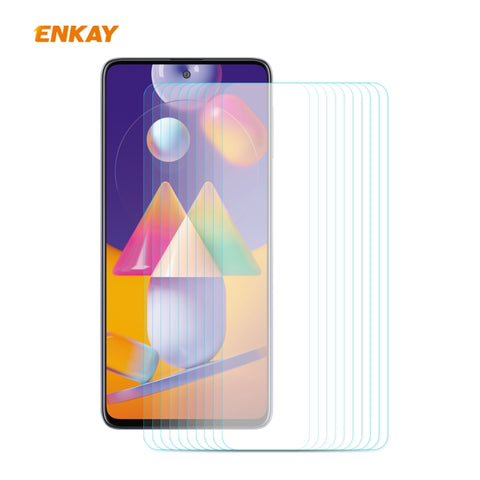 10 PCS ENKAY Hat-Prince 0.26mm 9H 2.5D Curved Edge Tempered Glass Film, For OnePlus Nord, For Galaxy M31s 10 PCS