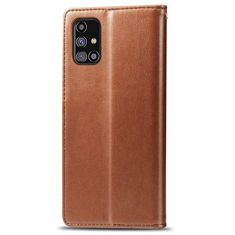 Solid Color Leather Buckle Phone Case with Lanyard & Photo Frame & Card Slot & Wallet & Stand Function, For Samsung Galaxy M31s