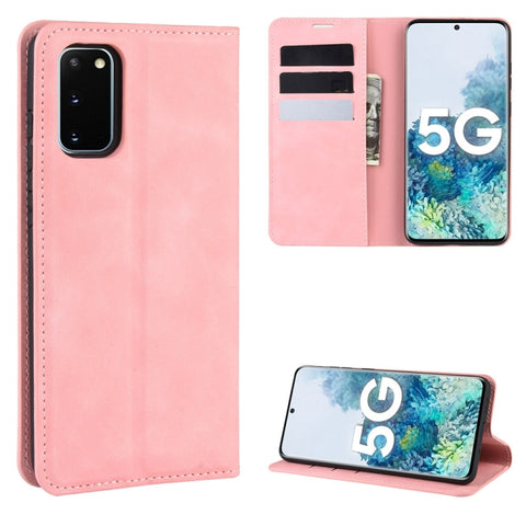 For Samsung Galaxy S20 FE 4G / 5G Retro-skin Business Magnetic Suction Leather Case with Holder & Card Slots & Wallet, For Samsung Galaxy S20 FE