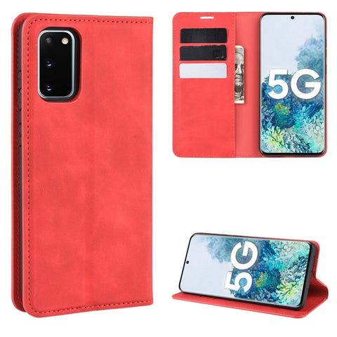 For Samsung Galaxy S20 FE 4G / 5G Retro-skin Business Magnetic Suction Leather Case with Holder & Card Slots & Wallet, For Samsung Galaxy S20 FE