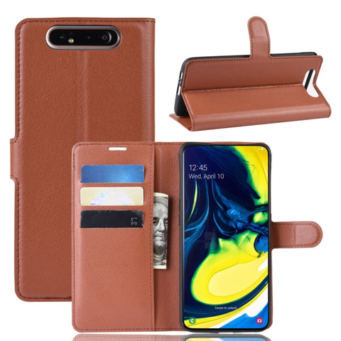 Litchi Texture Wallet Leather Stand Protective Case for Samsung A80/A90