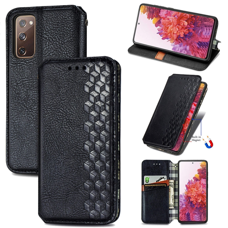 Cubic Grid Pressed Horizontal Flip Magnetic PU Leather Case with Holder & Card Slots & Wallet, For Samsung Galaxy S20 FE(4G/5G) / S20 Lite, For Galaxy S20 FE(4G/5G) / S20 Lite