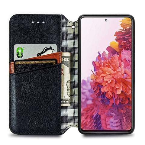 Cubic Grid Pressed Horizontal Flip Magnetic PU Leather Case with Holder & Card Slots & Wallet, For Samsung Galaxy S20 FE(4G/5G) / S20 Lite, For Galaxy S20 FE(4G/5G) / S20 Lite