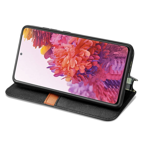 Cubic Grid Pressed Horizontal Flip Magnetic PU Leather Case with Holder & Card Slots & Wallet, For Samsung Galaxy S20 FE(4G/5G) / S20 Lite, For Galaxy S20 FE(4G/5G) / S20 Lite