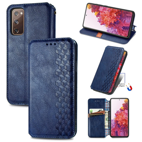 Cubic Grid Pressed Horizontal Flip Magnetic PU Leather Case with Holder & Card Slots & Wallet, For Samsung Galaxy S20 FE(4G/5G) / S20 Lite, For Galaxy S20 FE(4G/5G) / S20 Lite