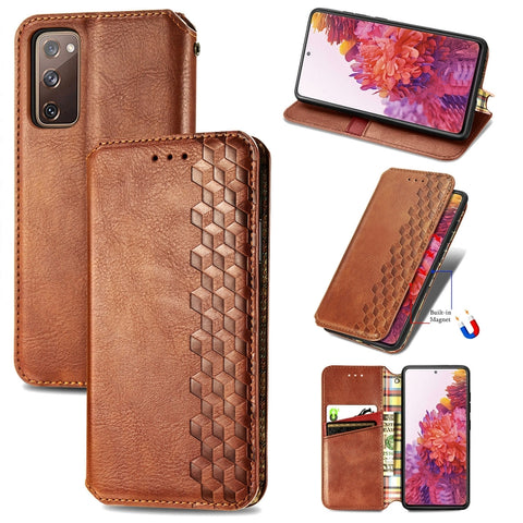 Cubic Grid Pressed Horizontal Flip Magnetic PU Leather Case with Holder & Card Slots & Wallet, For Samsung Galaxy S20 FE(4G/5G) / S20 Lite, For Galaxy S20 FE(4G/5G) / S20 Lite