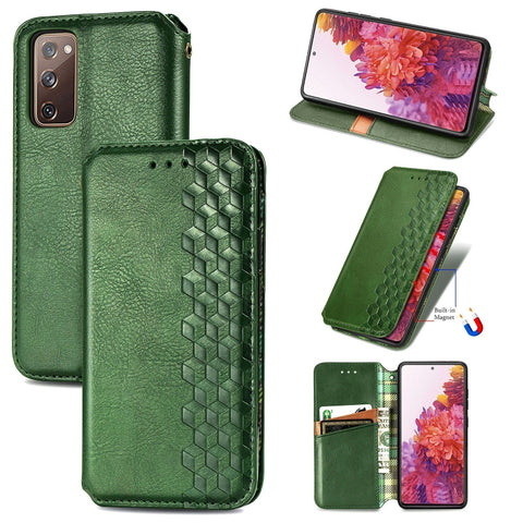 Cubic Grid Pressed Horizontal Flip Magnetic PU Leather Case with Holder & Card Slots & Wallet, For Samsung Galaxy S20 FE(4G/5G) / S20 Lite, For Galaxy S20 FE(4G/5G) / S20 Lite