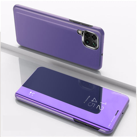 Plated Mirror Horizontal Flip Leather Case with Holder, For Samsung Galaxy A42
