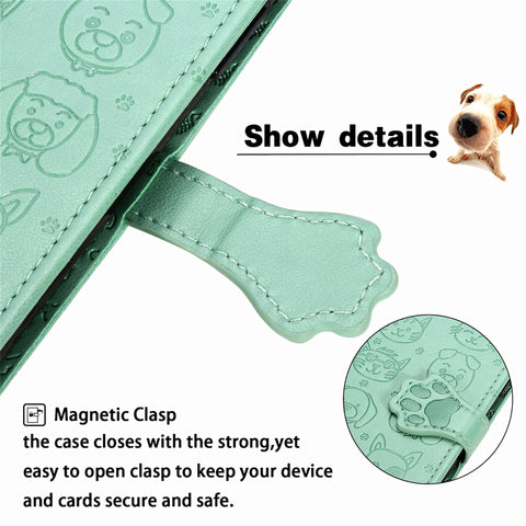 Cute Cat and Dog Embossed Horizontal Flip Leather Case with Bracket / Card Slot / Wallet / Lanyard, For Galaxy M51, For Samsung Galaxy M51