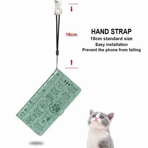 Cute Cat and Dog Embossed Horizontal Flip Leather Case with Bracket / Card Slot / Wallet / Lanyard, For Galaxy M51, For Samsung Galaxy M51