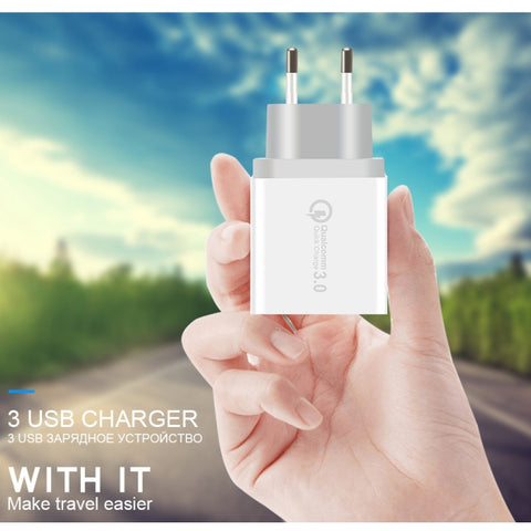 SDC-30W 30W QC 3.0 USB + 2.4A Dual USB 2.0 Ports Mobile Phone Tablet PC Universal Quick Charger Travel Charger, EU Plug, EU Plug