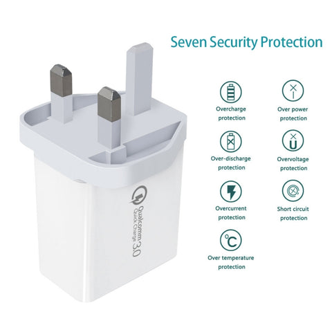SDC-30W 30W QC 3.0 USB + 2.4A Dual USB 2.0 Ports Mobile Phone Tablet PC Universal Quick Charger Travel Charger, UK Plug, UK Plug