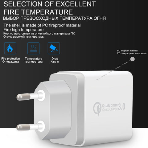 SDC-30W 2 in 1 USB to USB-C / Type-C Data Cable + 30W QC 3.0 USB + 2.4A Dual USB 2.0 Ports Mobile Phone Tablet PC Universal Quick Charger Travel Charger Set, EU Plug, with USB-C / Type-C Cable, EU Plug