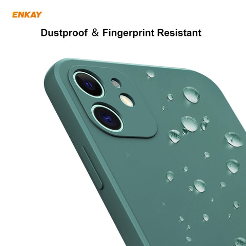 For iPhone 12 Hat-Prince ENKAY ENK-PC0682 Liquid Silicone Straight Edge Shockproof Case + 0.26mm 9H 2.5D Full Glue Tempered Glass Film, For iPhone 12
