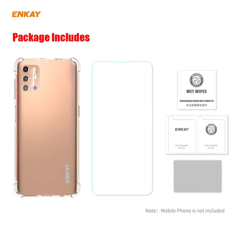 Hat-Prince ENKAY Clear TPU Shockproof Case Soft Anti-slip Cover + 0.26mm 9H 2.5D Tempered Glass Protector Film, For Motorola Moto G9 Plus, For Motorola Moto G9 / G9 Play, For Samsung Galaxy A42 5G, For Samsung Galaxy M31s, for Sony Xperia 5 II         ...