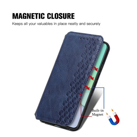 Cubic Grid Pressed Horizontal Flip Magnetic PU Leather Case with Holder & Card Slots & Wallet, For OnePlus 8T, For Xiaomi Mi 10T / Redmi K30S, For Samsung Galaxy A21 (JP Version), For Nokia 2.4, For vivo Y20