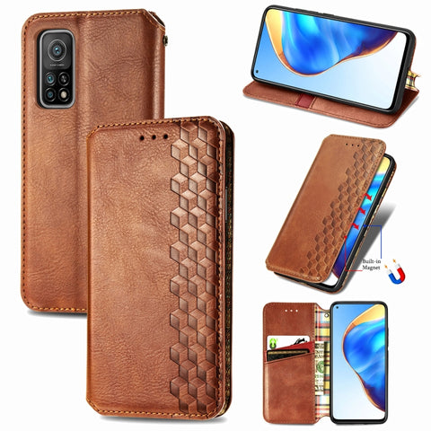 Cubic Grid Pressed Horizontal Flip Magnetic PU Leather Case with Holder & Card Slots & Wallet, For OnePlus 8T, For Xiaomi Mi 10T / Redmi K30S, For Samsung Galaxy A21 (JP Version), For Nokia 2.4, For vivo Y20