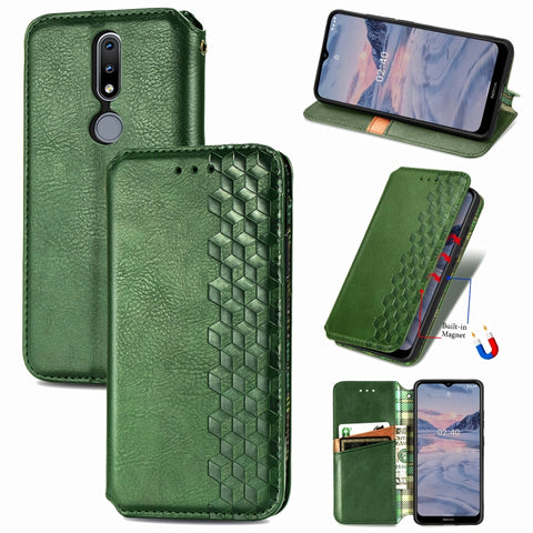 Cubic Grid Pressed Horizontal Flip Magnetic PU Leather Case with Holder & Card Slots & Wallet, For OnePlus 8T, For Xiaomi Mi 10T / Redmi K30S, For Samsung Galaxy A21 (JP Version), For Nokia 2.4, For vivo Y20