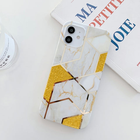 Glitter Powder Electroplated Marble TPU Phone Case, For iPhone 12 Pro Max, For iPhone 12 / 12 Pro, For iPhone 12 mini