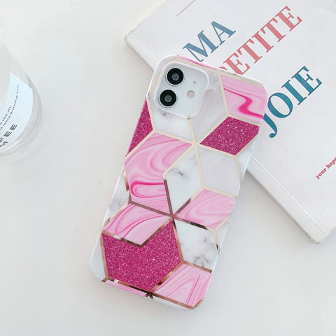 Glitter Powder Electroplated Marble TPU Phone Case, For iPhone 12 Pro Max, For iPhone 12 / 12 Pro, For iPhone 12 mini