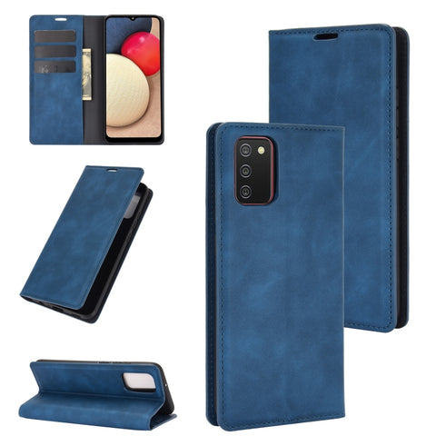 For Samsung Galaxy A02s Retro-skin Business Magnetic Suction Leather Case with Holder & Card Slots & Wallet, For Galaxy A02s (EU Version)