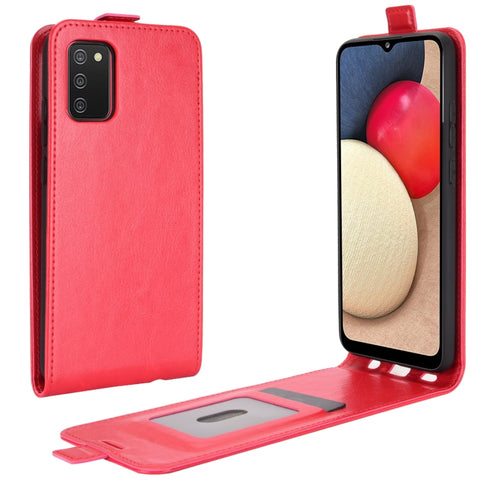 For Samsung Galaxy A02s R64 Texture Single Vertical Flip Leather Protective Case with Card Slots & Photo Frame, For Galaxy A02s (EU Version)