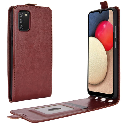 For Samsung Galaxy A02s R64 Texture Single Vertical Flip Leather Protective Case with Card Slots & Photo Frame, For Galaxy A02s (EU Version)