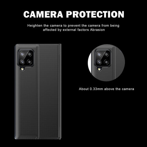Plain Texture Cloth Attraction Flip Holder Leather Phone Case, For Galaxy A12 5G
