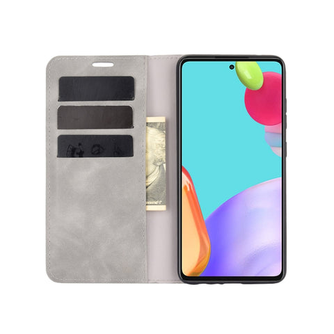 For Samsung Galaxy A52 5G  Retro-skin Business Magnetic Suction Leather Case with Holder & Card Slots & Wallet, For Galaxy A52 5G