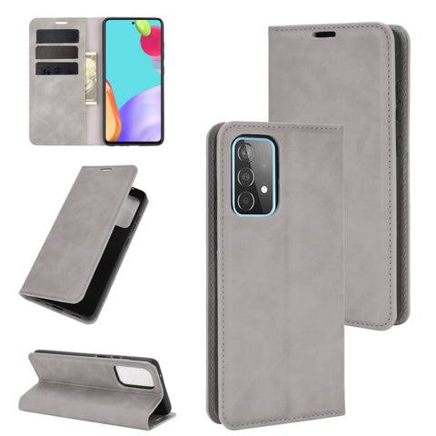 For Samsung Galaxy A52 5G  Retro-skin Business Magnetic Suction Leather Case with Holder & Card Slots & Wallet, For Galaxy A52 5G