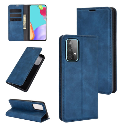 For Samsung Galaxy A52 5G  Retro-skin Business Magnetic Suction Leather Case with Holder & Card Slots & Wallet, For Galaxy A52 5G