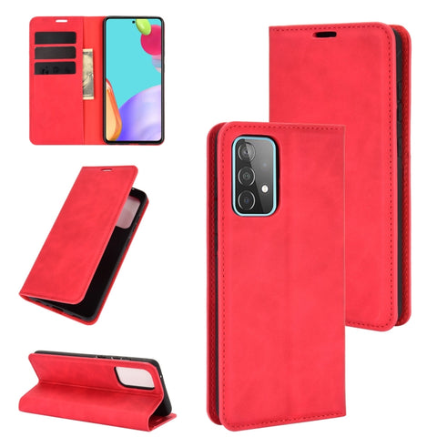 For Samsung Galaxy A52 5G  Retro-skin Business Magnetic Suction Leather Case with Holder & Card Slots & Wallet, For Galaxy A52 5G
