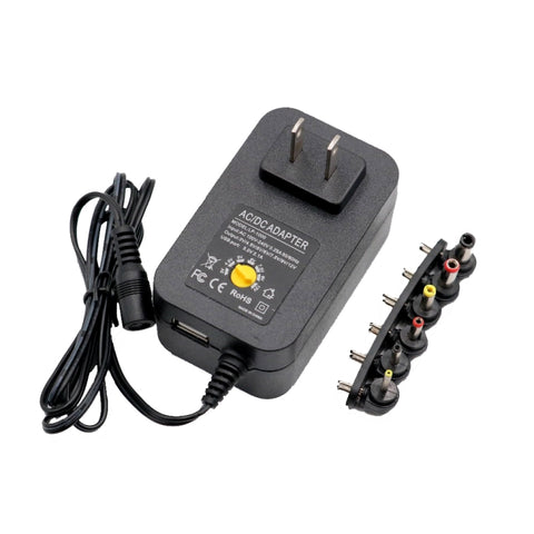 3V 4.5V 5V 6V 7.5V 9V 12V 2A 2.5A AC DC Adapter Adjustable Power Adapter Universal Charger Power Supply 30W, EU Plug, US Plug