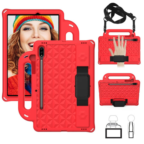 Diamond Series EVA Anti-Fall Shockproof Sleeve Protective Shell Case with Holder & Strap, For Galaxy Tab S8 / Galaxy Tab S7 T870/T875