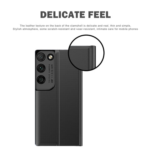 Plain Texture Cloth Attraction Flip Holder Leather Phone Case, For Galaxy S21 Ultra 5G, For Galaxy S21+ 5G, For Galaxy S21 5G