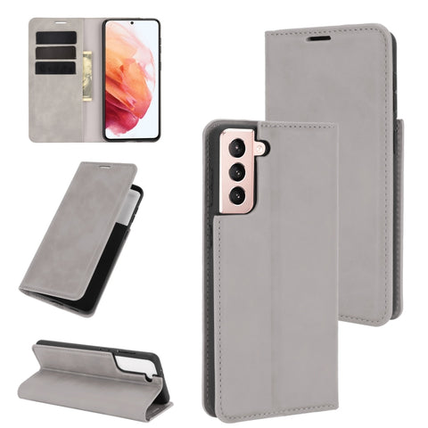 For Samsung Galaxy S21 Plus Retro-skin Business Magnetic Suction Leather Case with Holder & Card Slots & Wallet, For Samsung Galaxy S21 Plus