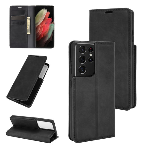 For Samsung Galaxy S21 Ultra 5G Retro-skin Business Magnetic Suction Leather Case with Holder & Card Slots & Wallet, For Samsung Galaxy S21 Ultra 5G