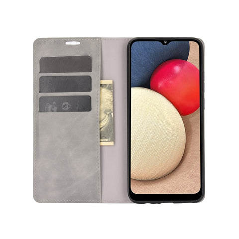 For Samsung Galaxy A02s (US Version) Retro-skin Business Magnetic Suction Leather Case with Holder & Card Slots & Wallet, For Galaxy A02s (US Version)