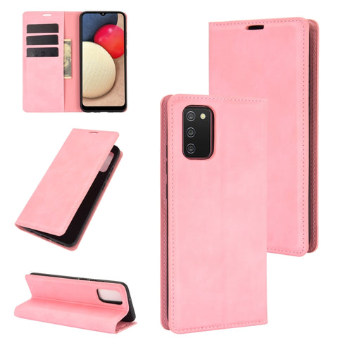 For Samsung Galaxy A02s (US Version) Retro-skin Business Magnetic Suction Leather Case with Holder & Card Slots & Wallet, For Galaxy A02s (US Version)