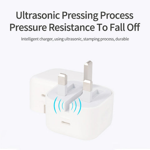 A2344 20W PD 3.0 Type-C / USB-C Folding Travel Charger + USB-C / Type-C to 8 Pin Fast Charging Data Cable Set, UK Plug, Length: 1m, 20W 8 Pin Length: 1m