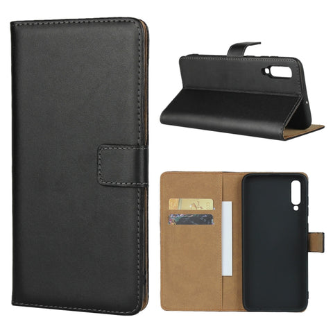 Leather Horizontal Flip Holster for Samsung Galaxy A70 with Magnetic Clasp and Bracket and Card Slot and Wallet, For Galaxy A70
