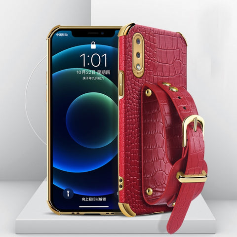 Electroplated TPU Crocodile Pattern Leather Case with Wrist Strap, For Samsung Galaxy A02, For Samsung  Galaxy A02s (EU Version), For Samsung Galaxy A12, For Samsung Galaxy A21S, For Samsung Galaxy A32 4G, For Samsung Galaxy S20 FE                     ...