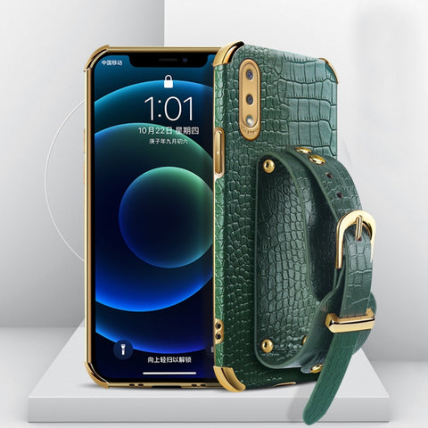 Electroplated TPU Crocodile Pattern Leather Case with Wrist Strap, For Samsung Galaxy A02, For Samsung  Galaxy A02s (EU Version), For Samsung Galaxy A12, For Samsung Galaxy A21S, For Samsung Galaxy A32 4G, For Samsung Galaxy S20 FE                     ...