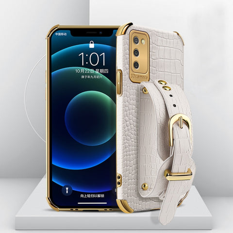 Electroplated TPU Crocodile Pattern Leather Case with Wrist Strap, For Samsung Galaxy A02, For Samsung  Galaxy A02s (EU Version), For Samsung Galaxy A12, For Samsung Galaxy A21S, For Samsung Galaxy A32 4G, For Samsung Galaxy S20 FE                     ...