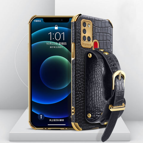 Electroplated TPU Crocodile Pattern Leather Case with Wrist Strap, For Samsung Galaxy A02, For Samsung  Galaxy A02s (EU Version), For Samsung Galaxy A12, For Samsung Galaxy A21S, For Samsung Galaxy A32 4G, For Samsung Galaxy S20 FE                     ...