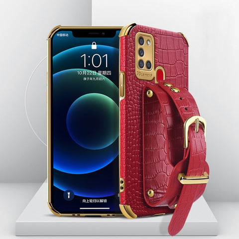 Electroplated TPU Crocodile Pattern Leather Case with Wrist Strap, For Samsung Galaxy A02, For Samsung  Galaxy A02s (EU Version), For Samsung Galaxy A12, For Samsung Galaxy A21S, For Samsung Galaxy A32 4G, For Samsung Galaxy S20 FE                     ...